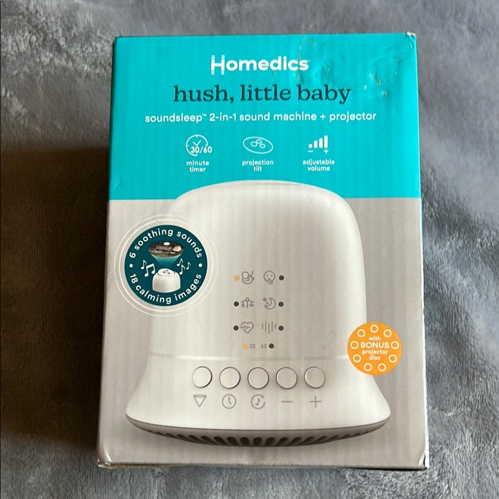New Homedics Hush Little Baby Sound Machine in White